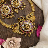 Vriksham Lakshmi With Dual Peacock Hasli Style Choker Short Neckpiece-G16259